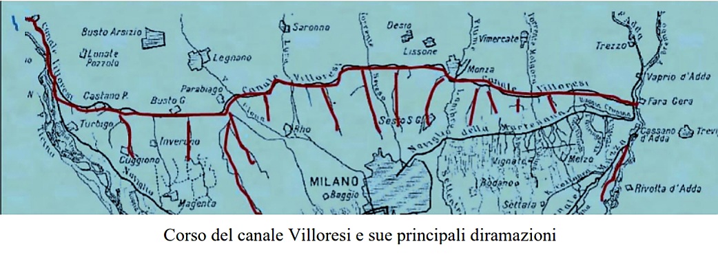 Canale Villoresi e sue principali diramazioni